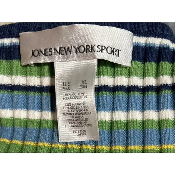 Jones New York Multi Color Ribbed Knit Pullover Size XL Retro Hippie Casual Boho - Picture 5 of 5